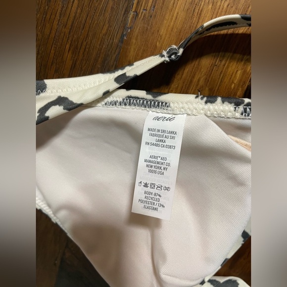 Aerie White with Gray Cheetah Print Bikini with High Rise Bottoms - Picture 4 of 6